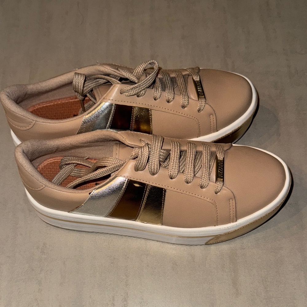 Stylish Tan and Gold women  Sneakers Vizzano